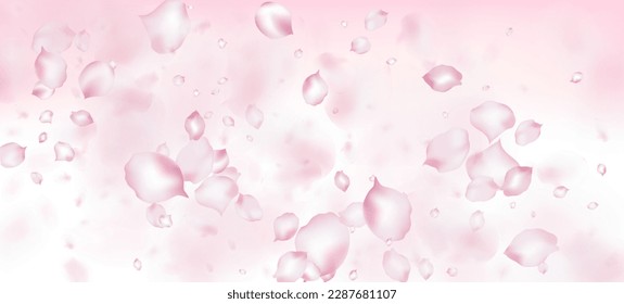 Cherry Sakura Petals Confetti. Blooming Cosmetics Ad Beautiful Floral Background. Windy Leaves Confetti Border. Female Rich VIP Magic Texture. Flying Japanese Rose Cherry Sakura Petals Poster.