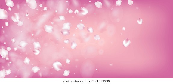 Cherry Sakura Petals Confetti. Blooming Cosmetics Ad Noble Floral Background. Elegant Rich VIP Feminine Pattern. Windy Leaves Confetti Design. Falling Japanese Cherry Sakura Rose Petals Border.