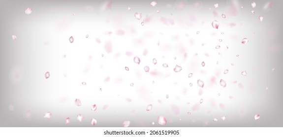Cherry Sakura Petals Confetti. Falling Japanese Sakura Cherry Rose Petals Design. Beautiful Rich VIP Watercolor Pattern. Windy Leaves Confetti Banner. Blooming Cosmetics Ad Elegant Floral Background.