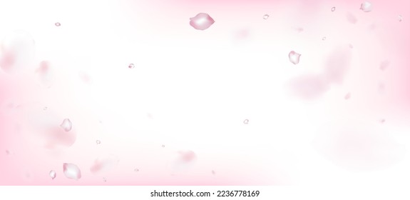 Cherry Sakura Petals Confetti. Falling Japanese Cherry Sakura Rose Petals Border. Noble Rich VIP Magic Pattern. Blooming Cosmetics Ad Elegant Flower Background. Windy Leaves Confetti Design.