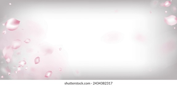 Cherry Sakura Petals Confetti. Falling Japanese Rose Sakura Cherry Petals Border. Windy Leaves Confetti Design. Female Rich VIP Tender Pattern. Blooming Cosmetics Ad Beautiful Floral Background.