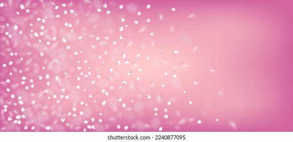 Cherry Sakura Petals Confetti. Flying Japanese Sakura Rose Cherry Petals Border. Windy Leaves Confetti Poster. Blooming Cosmetics Ad Female Flower Background. Elegant Rich VIP Watercolor Pattern.