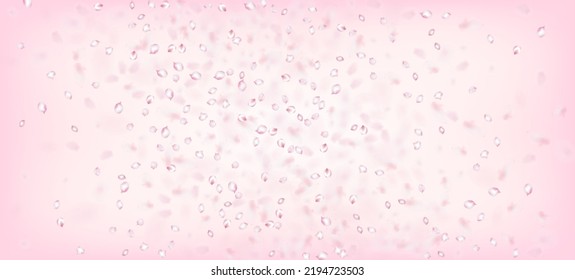 Cherry Sakura Petals Confetti. Windy Leaves Confetti Poster. Elegantes Premium-Tender-Muster. Blühende Kosmetik und floraler Hintergrund. Fallend japanische Kirsche Sakura Rose Petals Banner.