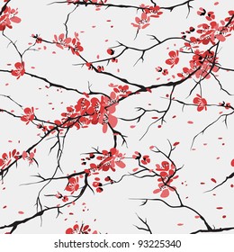 Cherry Or Sakura Seamless Pattern Background