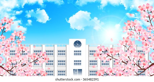Cherry school spring background