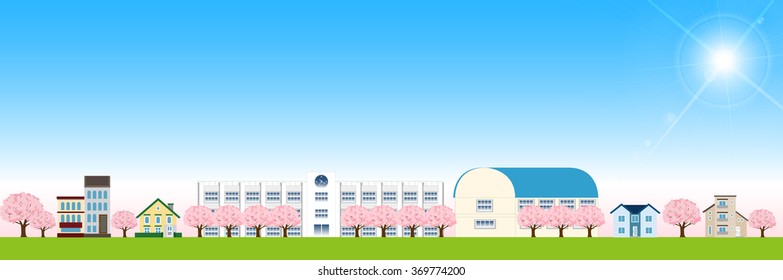 Cherry school spring background