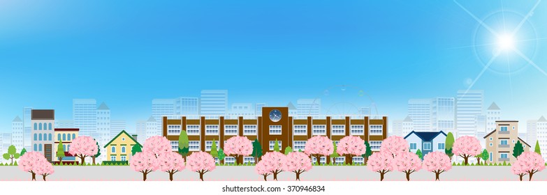 Cherry school spring background
