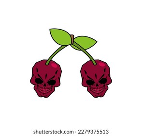 Cherry Scull isolated. Cherries skeleton head. Vector illustration