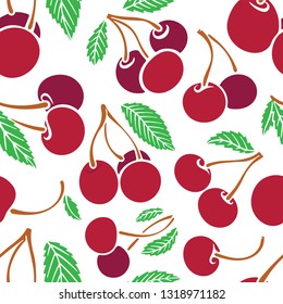Cherry seamless background. Cherry colorful seamless pattern.