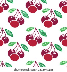 Cherry seamless background. Cherry colorful seamless pattern.