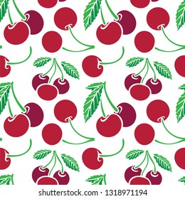 Cherry seamless background. Cherry colorful seamless pattern.