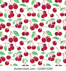 Cherry seamless background. Cherry colorful seamless pattern.