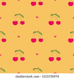 Cherry seamless pattern background. Vector illustration.