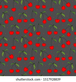 Cherry seamless pattern background. Vector illustration.