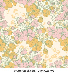 Cherry seamless pattern. Colorful seamless repeat pattern with abstract minimalist geometric style