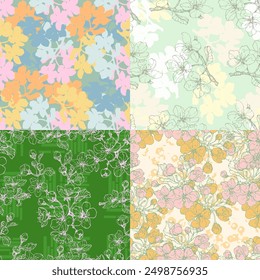 Cherry seamless pattern. Colorful seamless repeat pattern with abstract minimalist geometric style