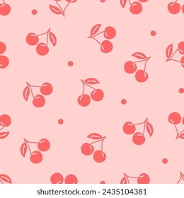 Cherry seamless pattern. Kid decoration. Vector illustration.