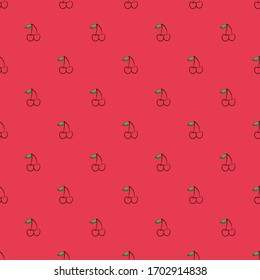 cherry seamless pattern for kitchen.  fruits pattern with juicy cherry