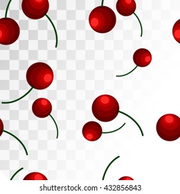 Cherry seamless pattern on a transparent background