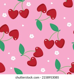 Cherry. Seamless pattern with red berries.