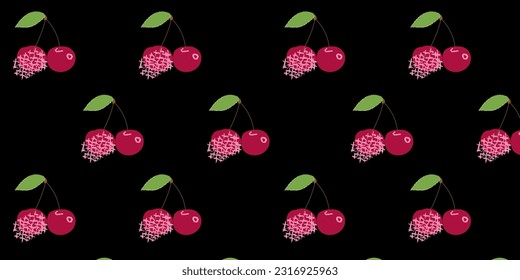 Cherry seamless pattern. Texture illustration. Minimalism. Hand drawn vector illustration.