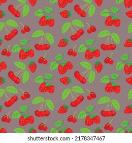 Cherry seamless pattern. Vector texture for textile, wrapping, wallpapers and other surfaces. Seamless pattern texture design.