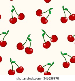 Cherry seamless pattern. Vector texture for textile, wrapping, wallpapers and other surfaces.