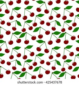 Cherry seamless pattern. Vector texture for textile, wrapping, wallpapers and other surfaces.