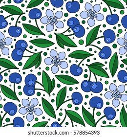 Cherry seamless pattern. Vector texture for textile, wrapping, wallpapers and other surfaces.