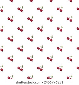 Nahtloses Kirschmuster. Veganer Bio-Öko-Frucht-Hintergrund. Vektorillustration.