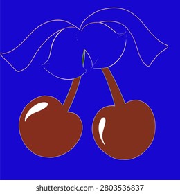 (CHERRY SERIES) Cherry with ribbon and bell