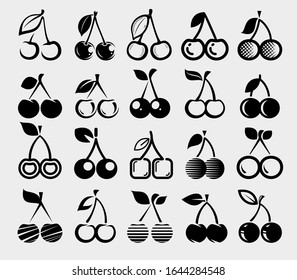 cherry set. Collection icon cherry. Vector