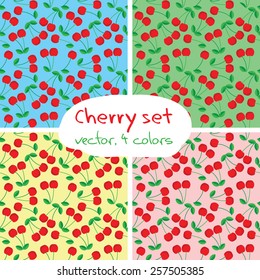 Cherry set vector 4 colors