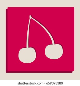 Cherry sign illustration. Vector. Grayscale version of Popart-style icon.