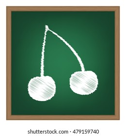 Cherry sign illustration. White chalk effect on green school board.
