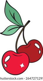 Cherry silhouette icon drawing Fruit.