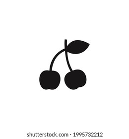 cherry silhouette icon vector on a white background