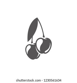 Cherry silhouette isolated on white background vector illustration. Vector food graphics illustration.
