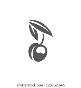 Cherry silhouette isolated on white background vector illustration. Vector food graphics illustration.