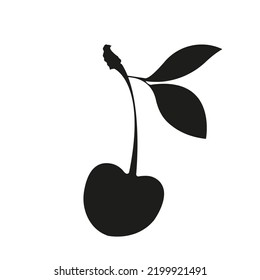 Cherry Silhouette On A White Background. Cherry Vector Icon