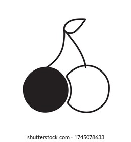 cherry silhouette style icon design, Fruit healthy organic food sweet and nature theme Vector illustration