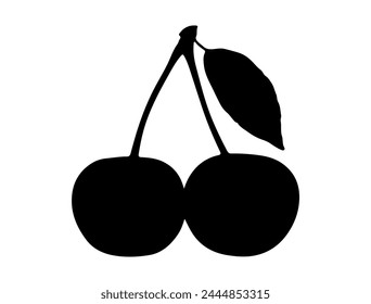 Cherry silhouette vector art white background