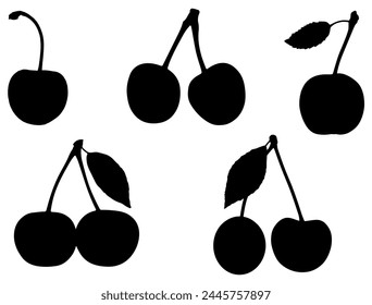 Cherry silhouette vector art white background