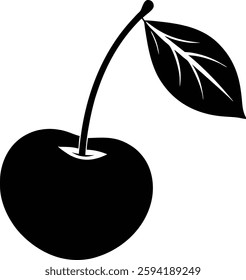 Cherry silhouette vector illustration featuring a simple yet elegant design. Perfect for logos, icons, packaging, and decorations. Ideal for food, nature, and fruit-themed projects