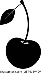 Cherry silhouette vector illustration featuring a simple yet elegant design. Perfect for logos, icons, packaging, and decorations. Ideal for food, nature, and fruit-themed projects 