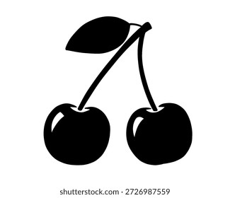Silueta de cereza. Ilustración vectorial aislada sobre fondo blanco.