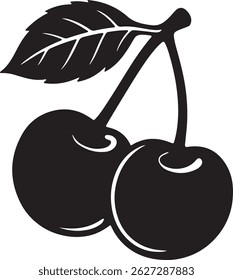 Cherry silhouette vector, Cherry logo on white background
