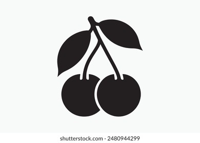 Cherry Silhouette vector style with white background