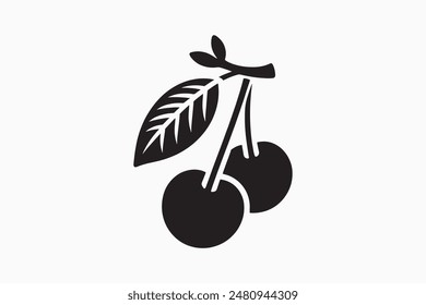Cherry Silhouette vector style with white background