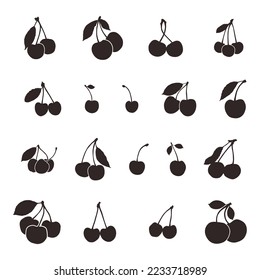 Cherry silhouettes, Cherry silhouette set